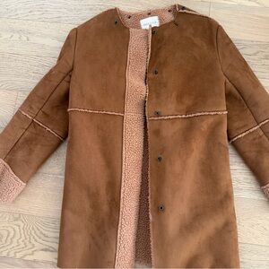 Moon River Brown Faux Shearling Jacket